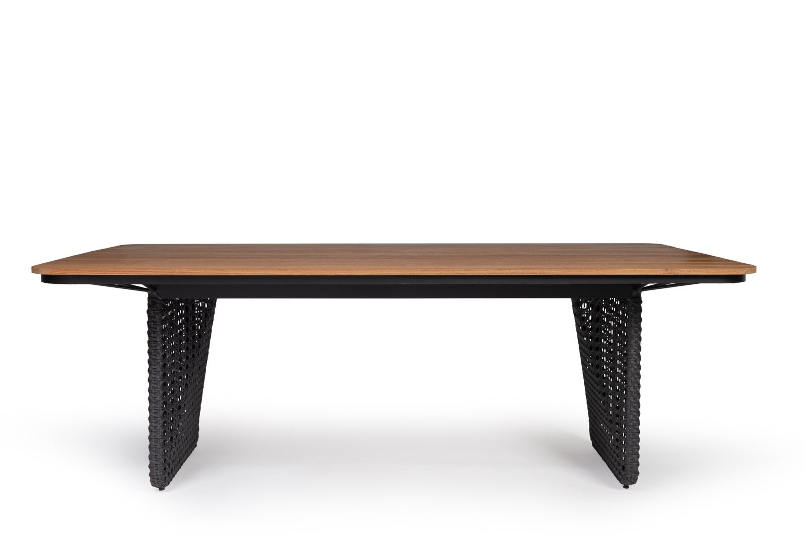 Mesa Emília tampo em madeira — frontal